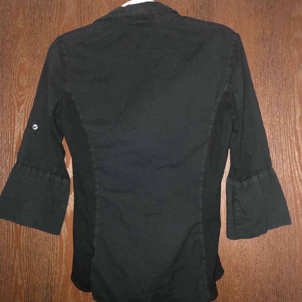 James Perse Black Fitted Button-Front Top Size 2 - image 3